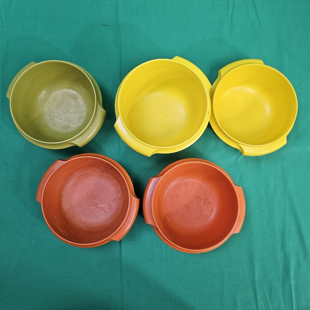 Vtg Tupperware Servalier Storage Bowls Yellow Orange Green 886-31 Lot 812-41 - Picture 3 of 16